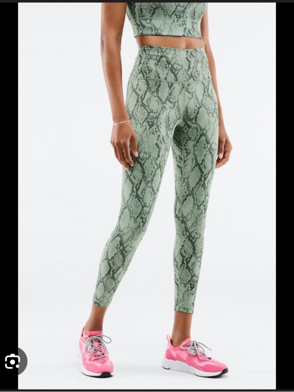 Fabletics Green Snake Print Workout Set